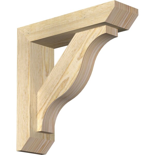 Ekena Millwork Funston Slat Rough Sawn Bracket w/ Offset Brace, Douglas Fir, 4"W x 14"D x 14"H BKT0402X14X14FST06RDF - main